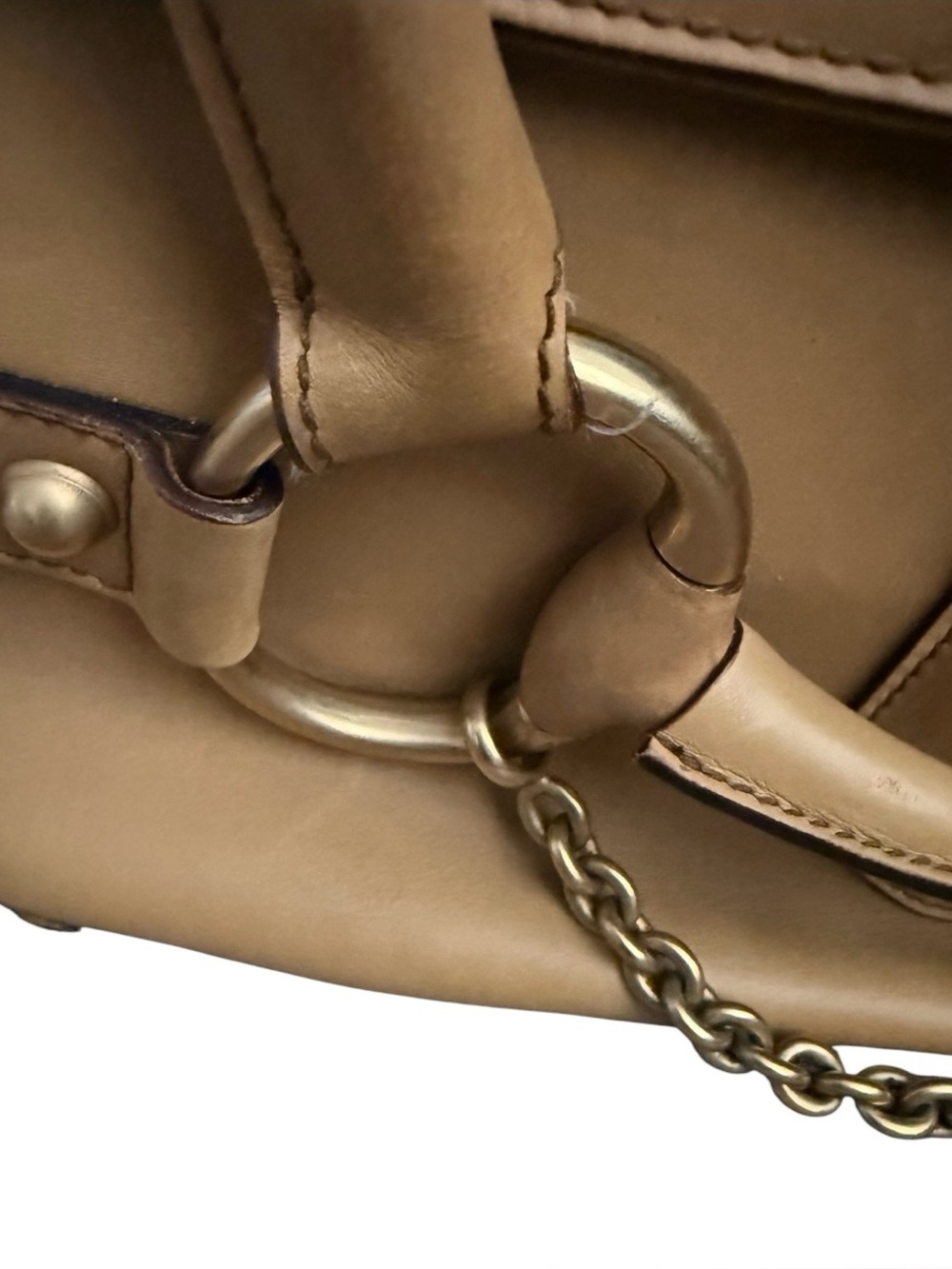 Gucci Tom Ford Era Horsebit Chain Satchel Tan Camel Leather Gold Hw F03/S04 - Picture 13 of 16